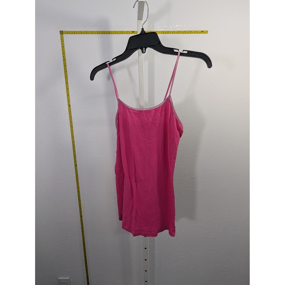 Krazy Kitty Pink Cami Spaghetti Strap Tank Top Metallic Trim Women Large 2G17